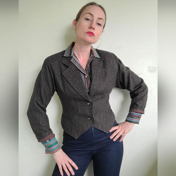 The Social Studies Teacher Vintage 80s Wool Cropped Blazer M - Picture 11 of 11